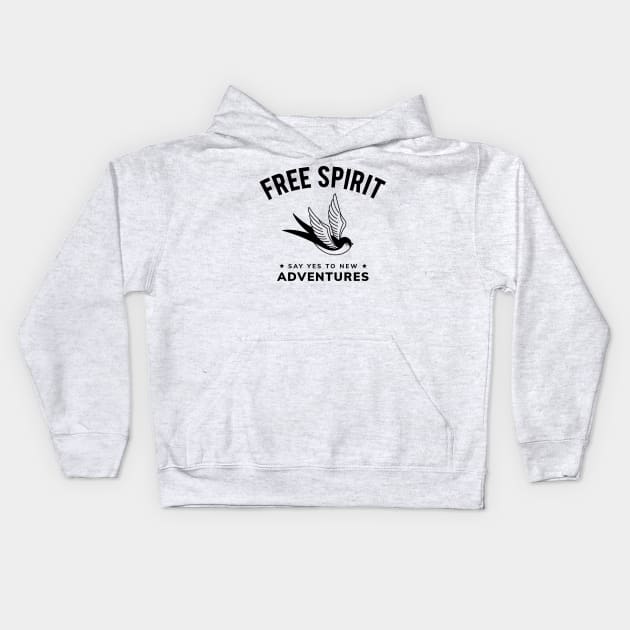 FREE SPIRIT SAY YES TO NEW ADVENTURE Kids Hoodie by Vixie Hattori